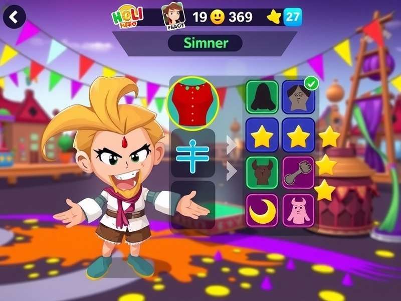 Holi Bash Hero character customization options